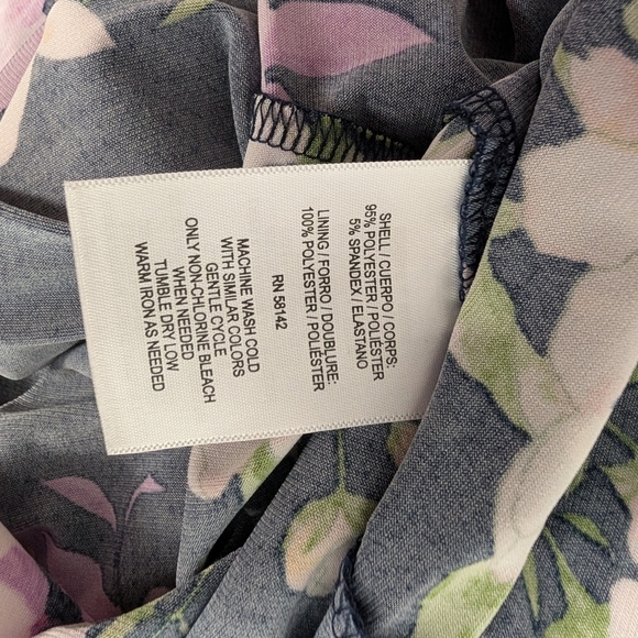 London Times Empire Waist Fit & Flare Midi Dress Size 14 Navy Floral (EUC) - Picture 5 of 14